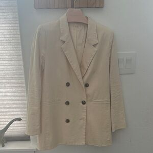 St Agni Cream Double-Breasted Women's linen blend Blazer